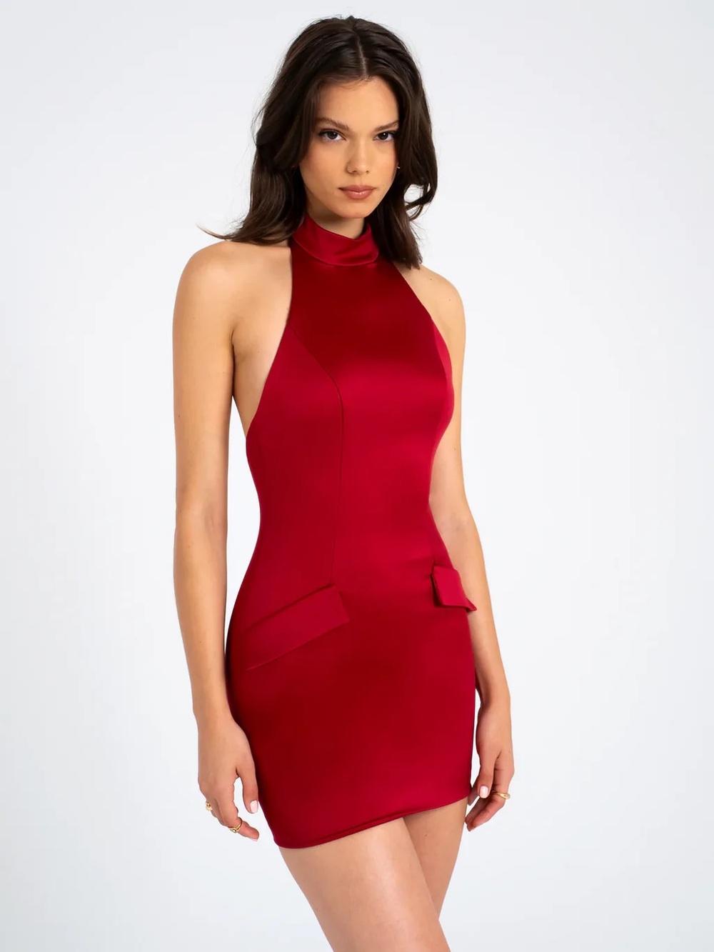 Rich Red Halter Bodycon Mini Dress